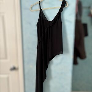 Sheer Asymmetrical Ruffle Top